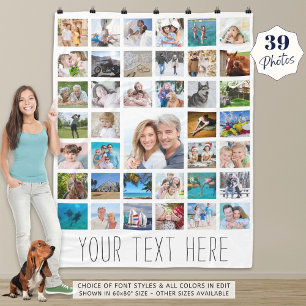 Manta Polar Color Personalizado de 39 Collages de fotos person