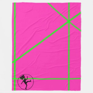 Manta Polar Color pop neón rosa y rayas verdes retro de 80 s