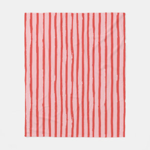 Manta Polar Color Rojo Y Rosa Grunge Negrita Patrón De Líneas 