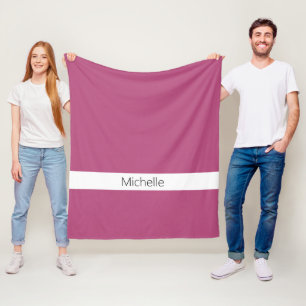 Manta Polar Color Sólido Rosa Cálido Elegante Monogramado