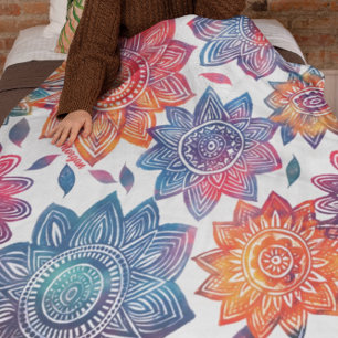 Manta Polar Colorburst Mandala Garden - Vibrante regalo de Boh
