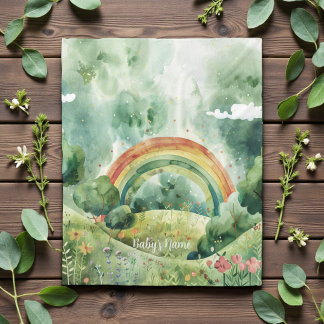 Manta Polar Colores de Acuarela Arcoíris de Tonos Verdes