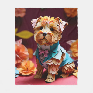 Manta Polar Colores de papel Rococo Norfolk Terrier Pastel