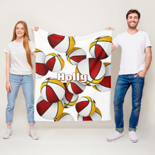 Manta Polar colores del equipo de baloncesto de oro rojo decor