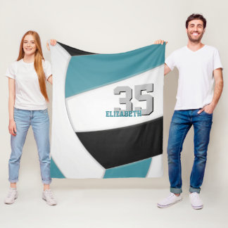 Manta Polar colores verde azulados del equipo de voleibol negr