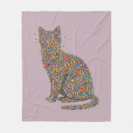 Manta Polar Colorful Butterfly Cat Lover Silhouette Art Mauve