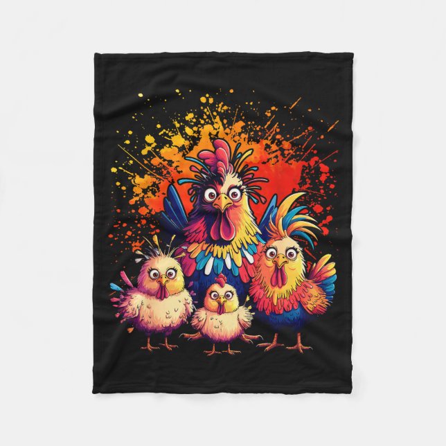 Manta Polar Colorful Funny Chicken Art  (Anverso)