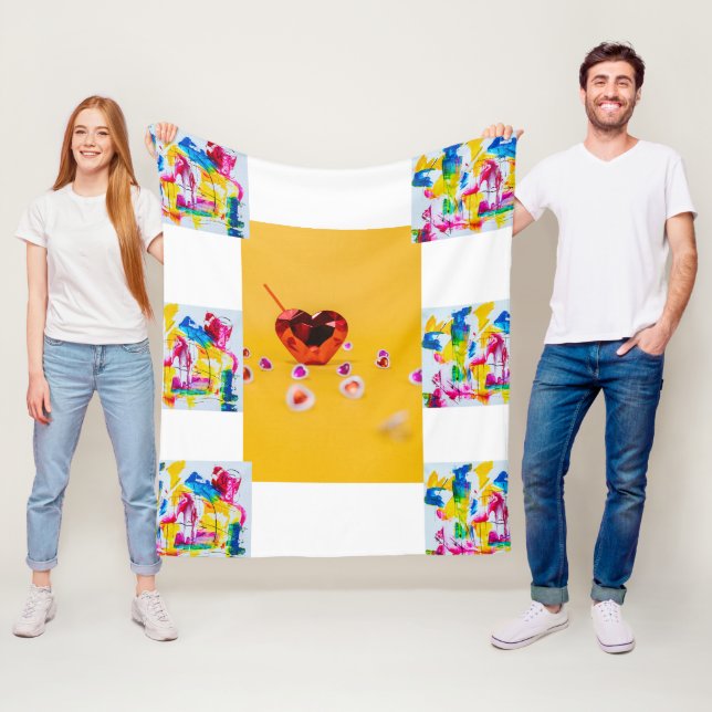 Manta Polar Colorful Heartbeat" Artistic Throw (In situ)