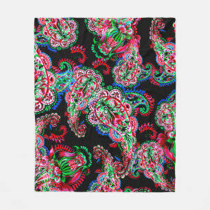 Manta Polar Colorida acuarela paisley ilustracion floral pa