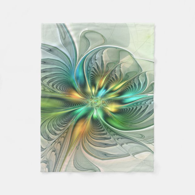 Manta Polar Colorida Fantasía Moderna Abstracto Flor Fractal (Anverso)