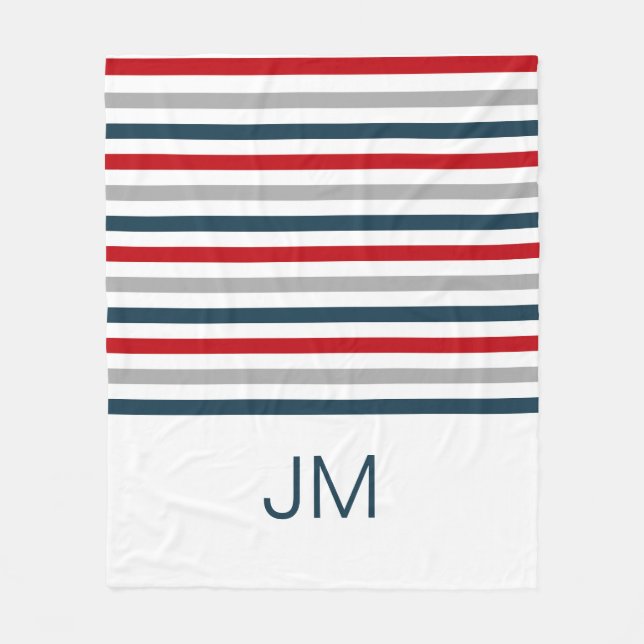 Manta Polar Coloridas franjas navales horizontales (Anverso)