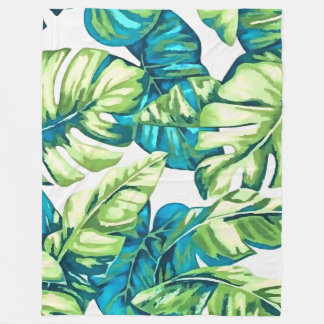 Manta Polar Coloridas hojas tropicales de Banana y Monstera