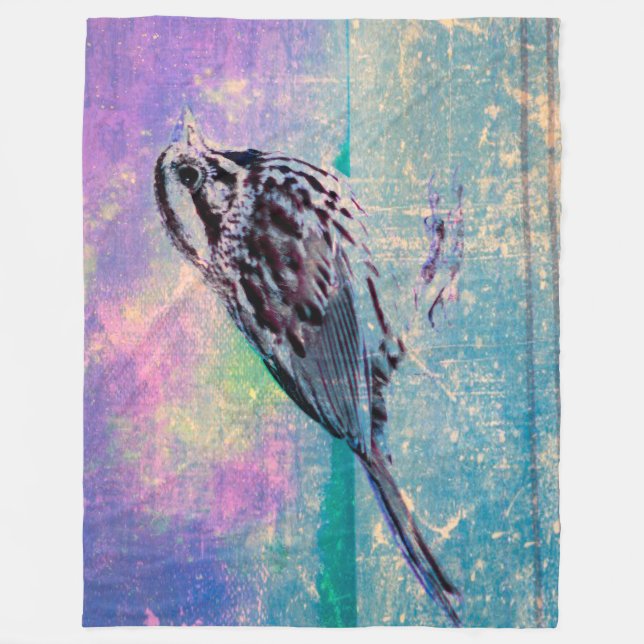 Manta Polar Colorido Abstract Bird Art: Vibrant Songbird (Anverso)