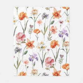 Manta Polar Colorido acuarela Flor silvestre Patrón floral