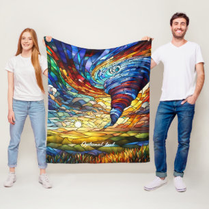 Manta Polar Colorido arte de vidrio manchado de Tornado