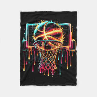 Manta Polar Colorido Básquetbol Rasgo Color Splash Hoop Net