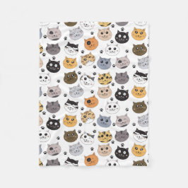 Manta Polar Colorido Cute Funny Cats & Paw Pattern