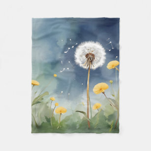 Manta Polar Colorido Dandelion Watercolor Art