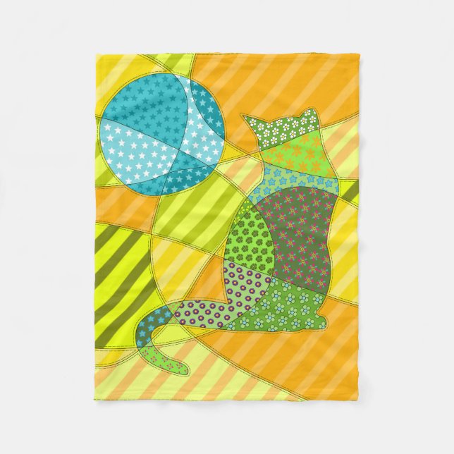 Manta Polar Colorido gato abstracto (Anverso)