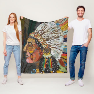 Manta Polar Colorido jefe nativo americano