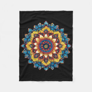 Manta Polar Colorido Mandala de Loto Yoga Meditación Boho