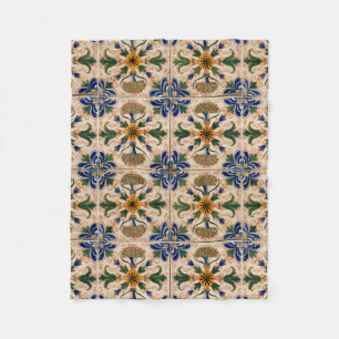 Manta Polar Colorido patrón floral vintage mediterráneo