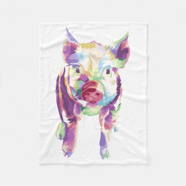 Manta Polar Colorido Pop Art Pig Fleece Blanket (Anverso)