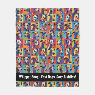 Manta Polar Colorido Whippet Snug con texto personalizado