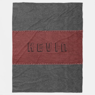 Manta Polar Combinación De Cuero Rojo Y Negro