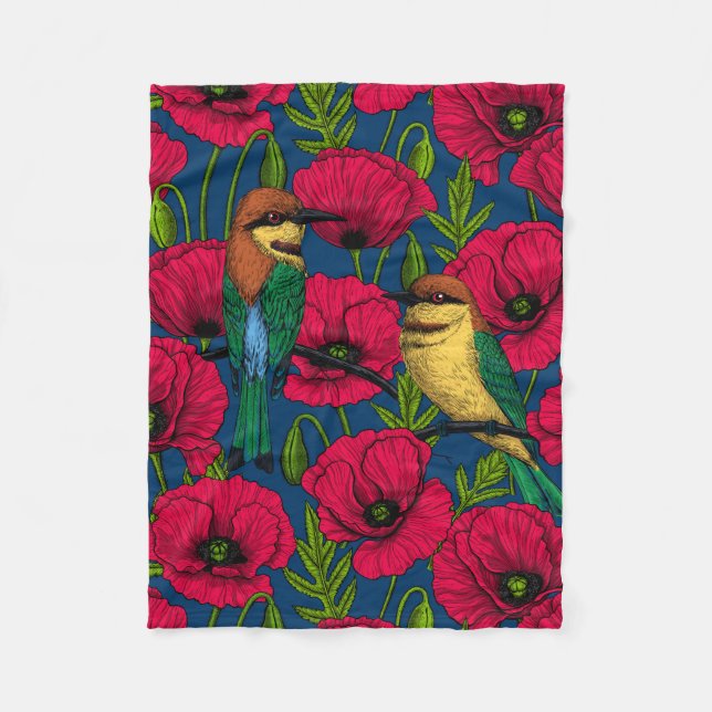 Manta Polar Comedores de abejas y amapolas (Anverso)