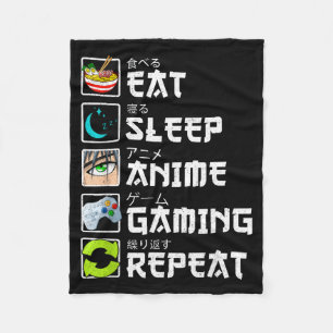 Manta Polar Comer Dormir Anime Juegos Repetir Kawaii Otaku Ani