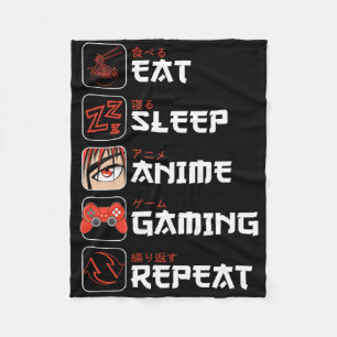 Manta Polar Comer Sleep Anime Gaming Repetir Shirt Niños Adole