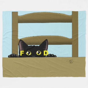Manta Polar Comida para gatos negros Gato hambriento divertido
