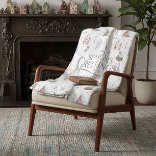 Manta Polar Cómodo Navidades domésticos Pink ID985