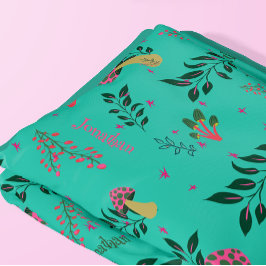 Manta Polar Cómodos champiñones y patrón botánico Aqua Green