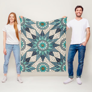 Manta Polar Compás de mosaico de vidrio teñido índigo teal – V