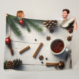 Manta Polar composición de capas planas de invierno, un vaso d