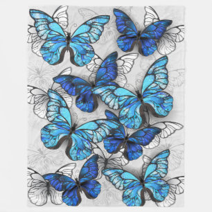Manta Polar Composición de las mariposas blancas y azules