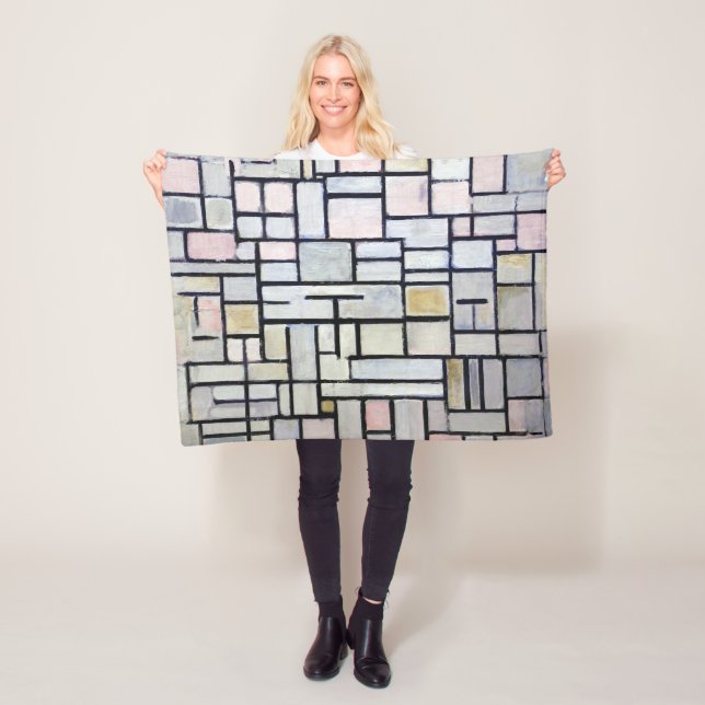 Manta Polar Composición rosa y gris, Mondriano (In situ)