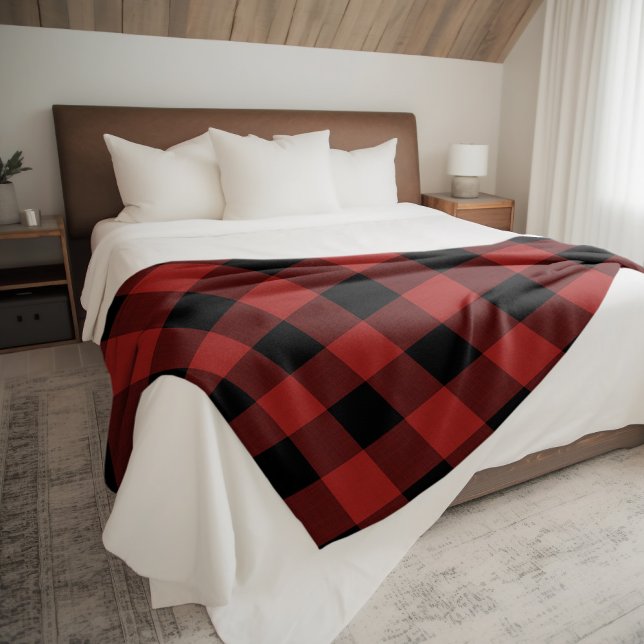 Manta Polar Comprobación de búfalo rojo | Decoración de vacaci (Subido por el creador)