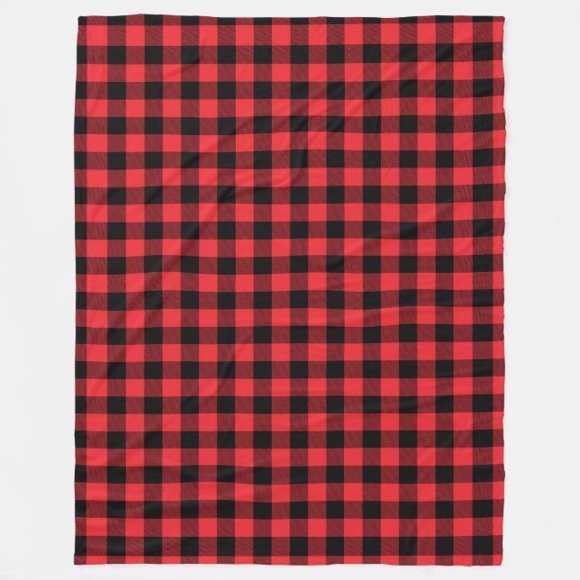 Manta Polar Comprobación de negro rojo con relleno de búfalo (Anverso)