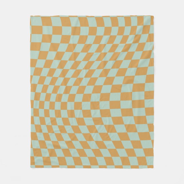 Manta Polar Comprobar patrón Mint Wavy Checkerboard Checkboard (Anverso)