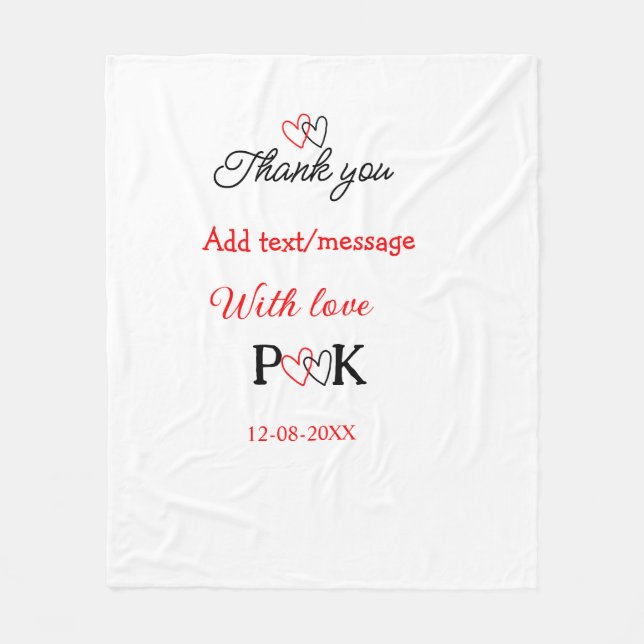 Manta Polar Con amor agregar carta de nombre de pareja gracias (Anverso)