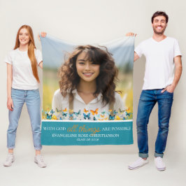 Manta Polar Con Dios todas las cosas posibles mariposa Grad