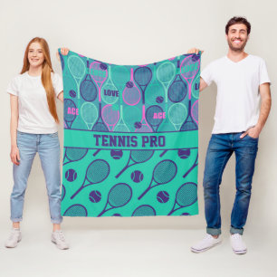 Manta Polar Con nombre Minty y raquetas de tenis violetas