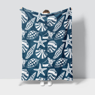 Manta Polar Conchas Costeras y Estrella de Mar Toile Azul Aege