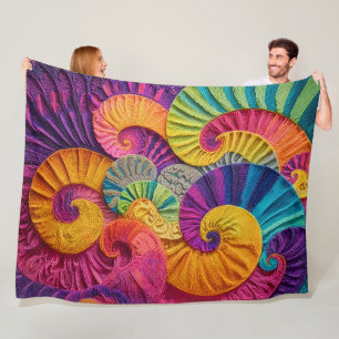 Manta Polar Conchas Cromáticas: Mosaico Espiral Vibrante