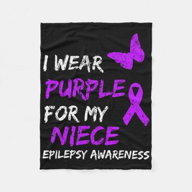 Manta Polar Conciencia De Epilepsia Que Llevo Púrpura Para Mi  (Anverso)