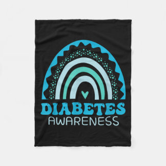 Manta Polar Conciencia de la Diabetes del Arcoíris Azul