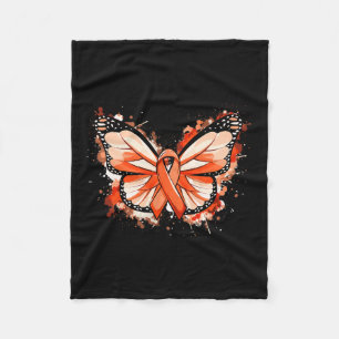 Manta Polar Conciencia Regalos Naranja Ribbon Mariposa